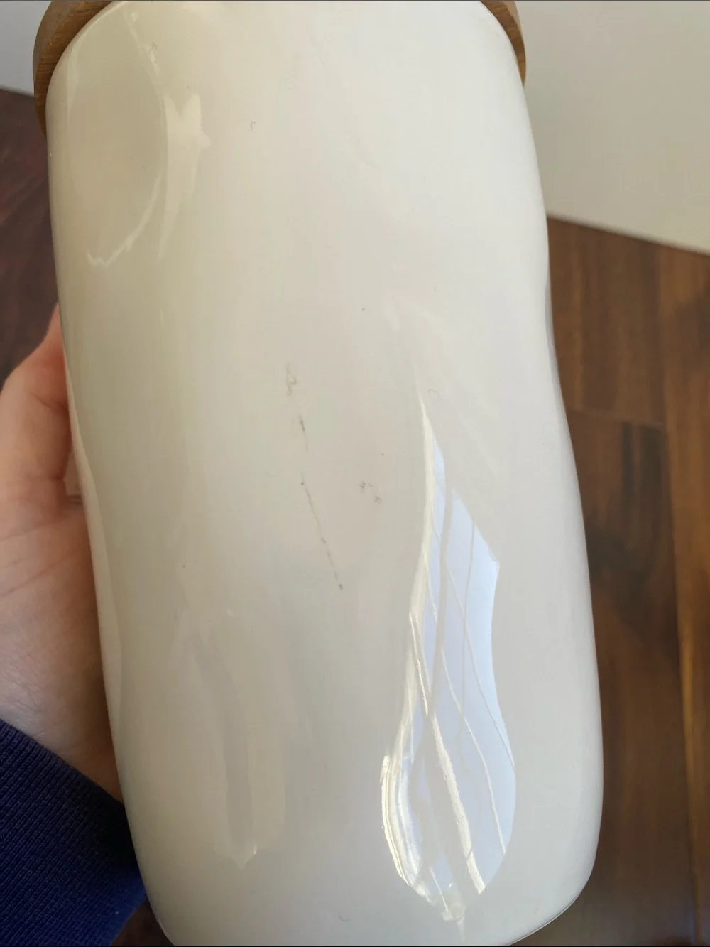 Rae Dunn Tea Canister Wooden Sealed Topper Cream Color 7”